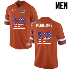 Men's Florida Gators #12 C.J. McWilliams NCAA Nike Orange USA Flag Fashion Authentic Stitched College Football Jersey XNB5462EB